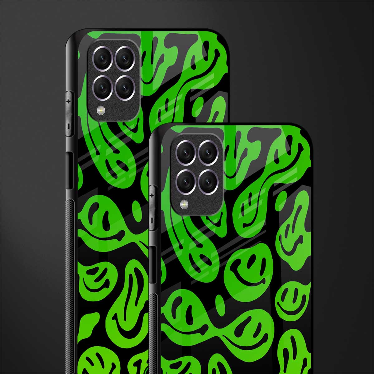 acid smiles neon green glass case for samsung galaxy f62 image-2