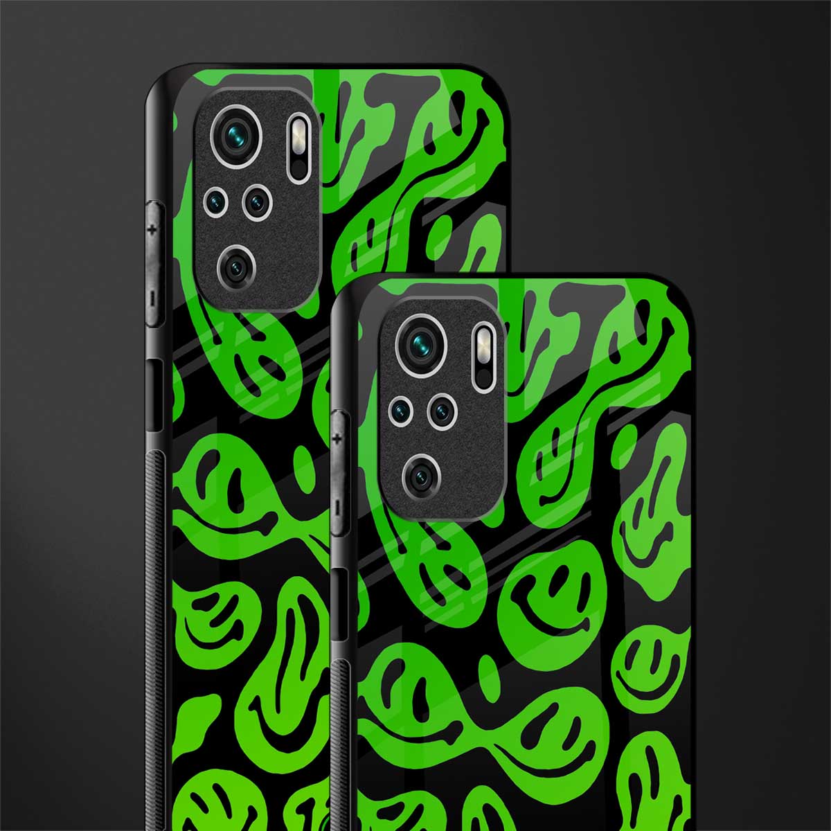 acid smiles neon green glass case for redmi note 10 image-2