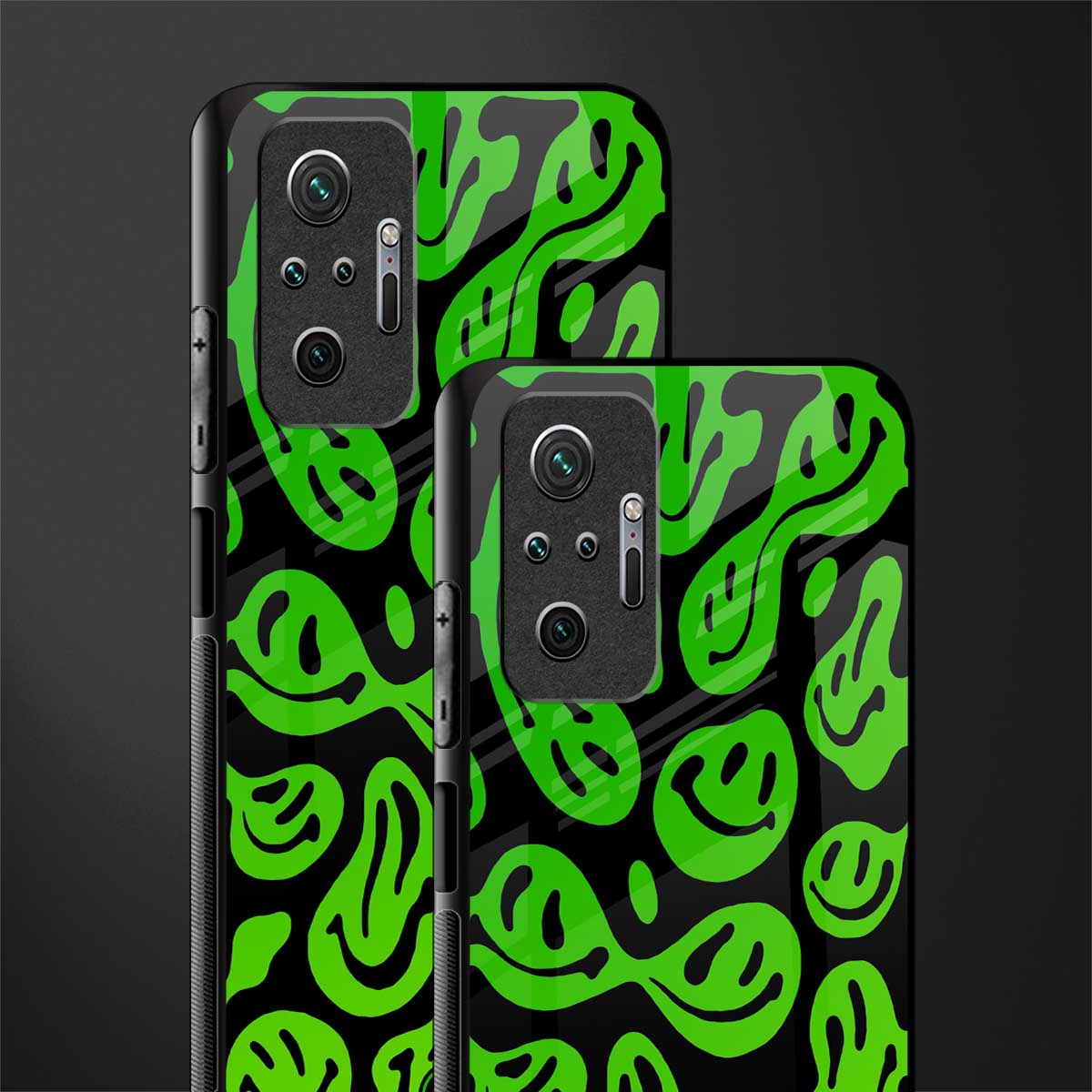 acid smiles neon green glass case for redmi note 10 pro max image-2