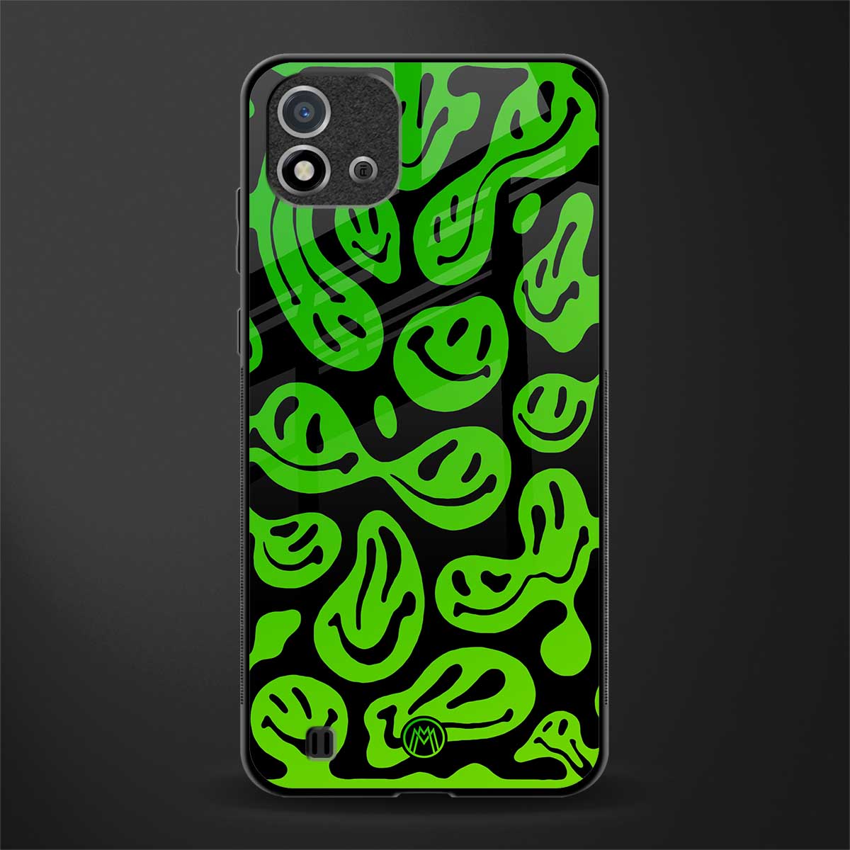acid smiles neon green glass case for realme c20 image