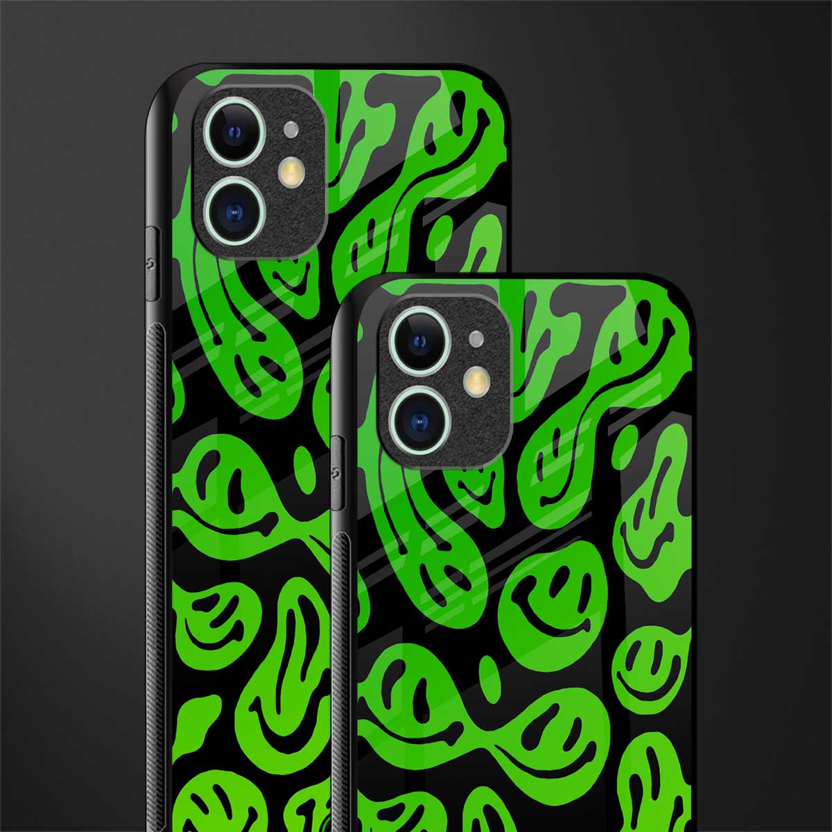 acid smiles neon green glass case for iphone 12 image-2