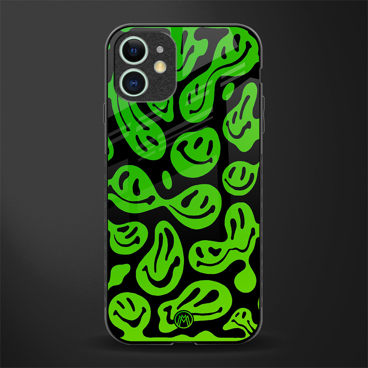 acid smiles neon green glass case for iphone 11 image