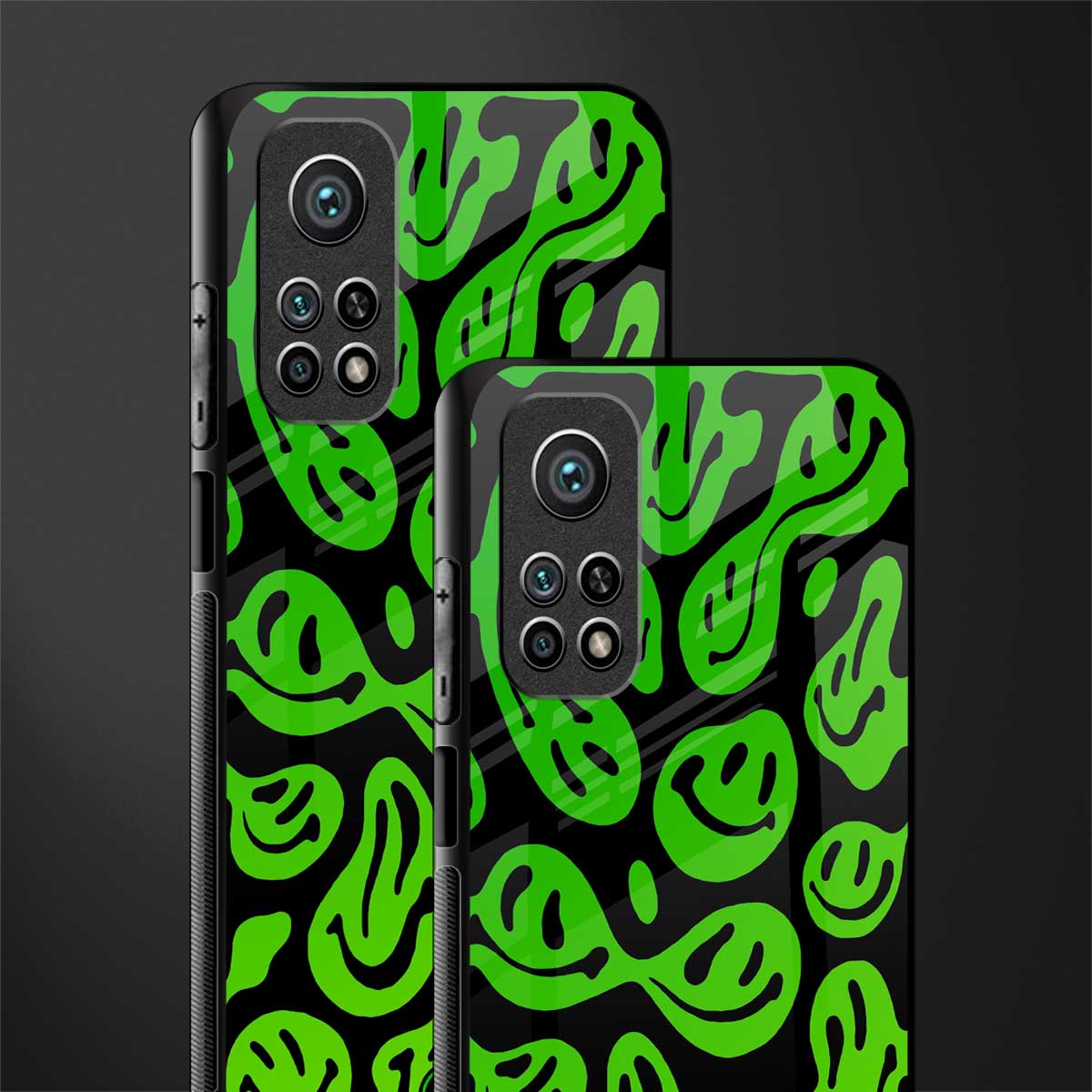acid smiles neon green glass case for mi 10t pro image-2