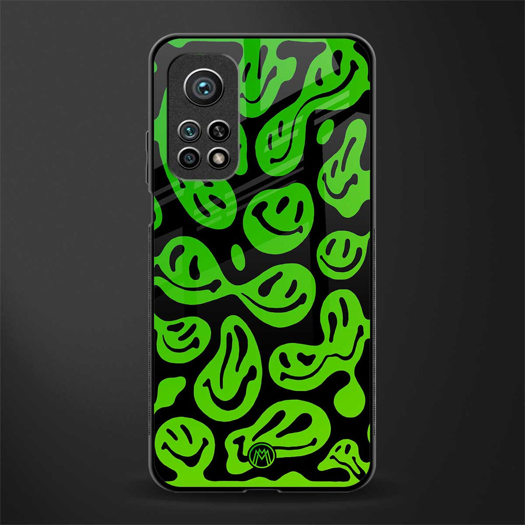 acid smiles neon green glass case for mi 10t 5g image
