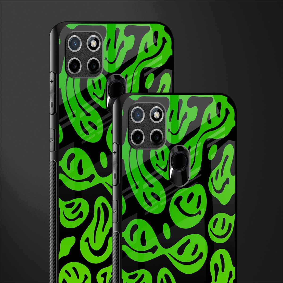 acid smiles neon green glass case for realme c21 image-2