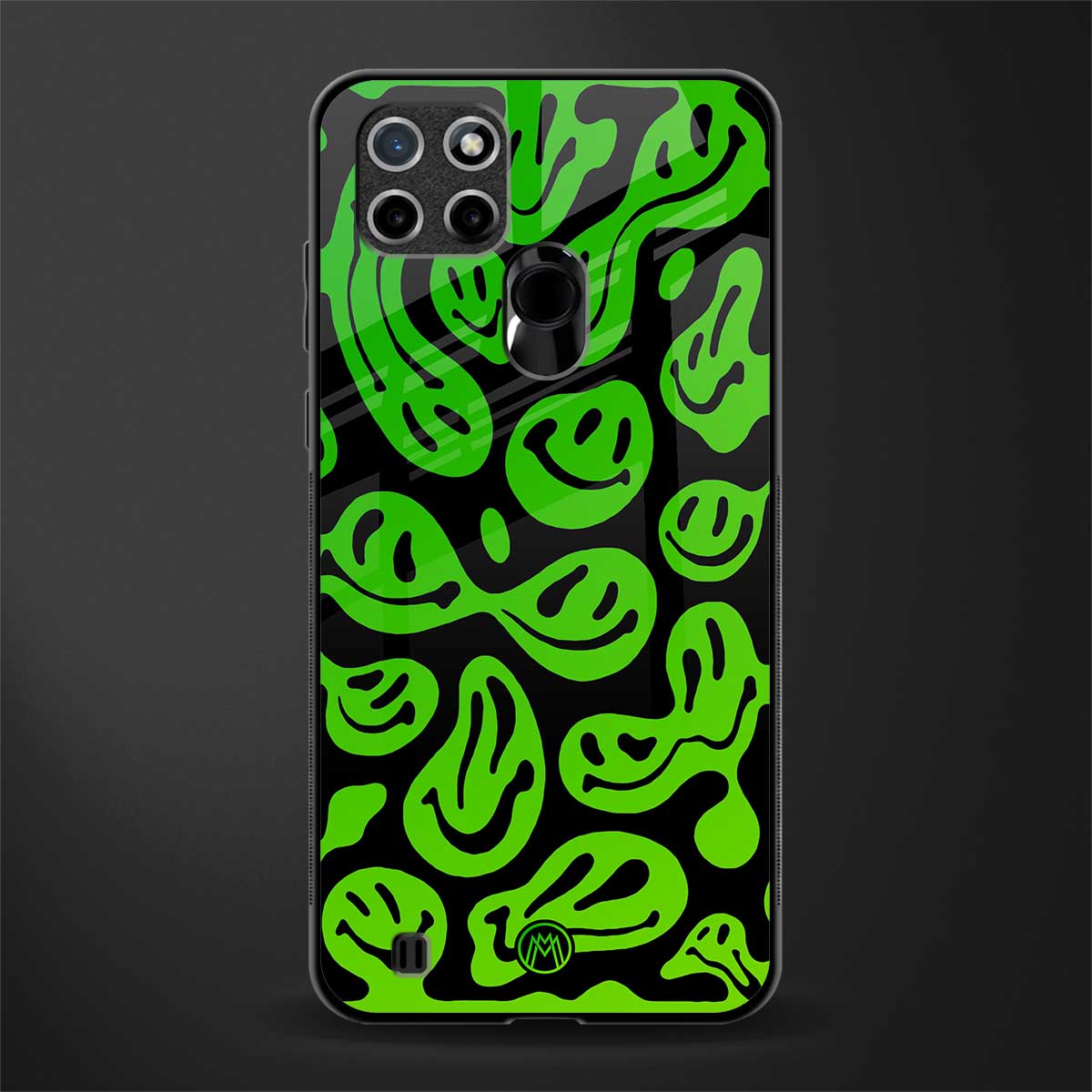 acid smiles neon green glass case for realme c21 image