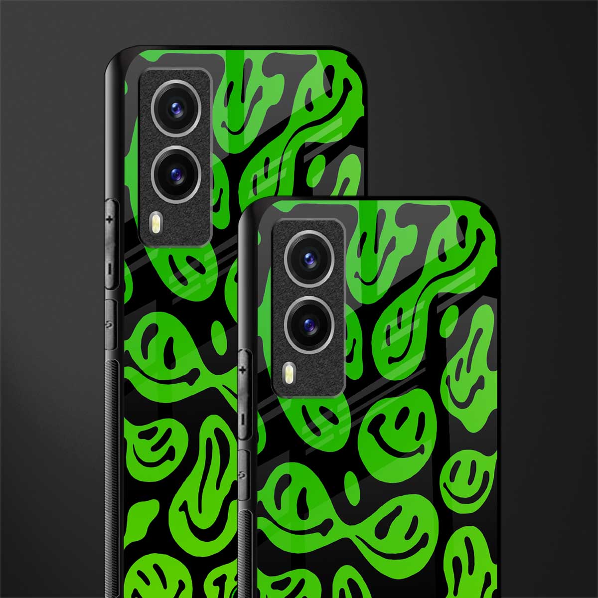 acid smiles neon green glass case for vivo v21e 5g image-2