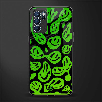 acid smiles neon green glass case for oppo reno6 5g image