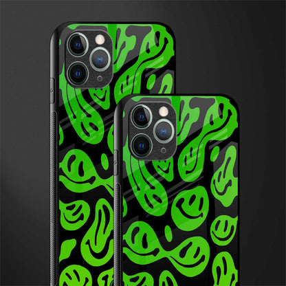 acid smiles neon green glass case for iphone 11 pro max image-2