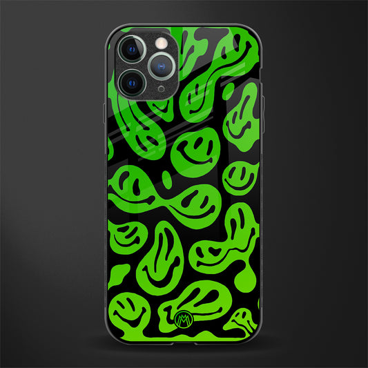 acid smiles neon green glass case for iphone 11 pro image