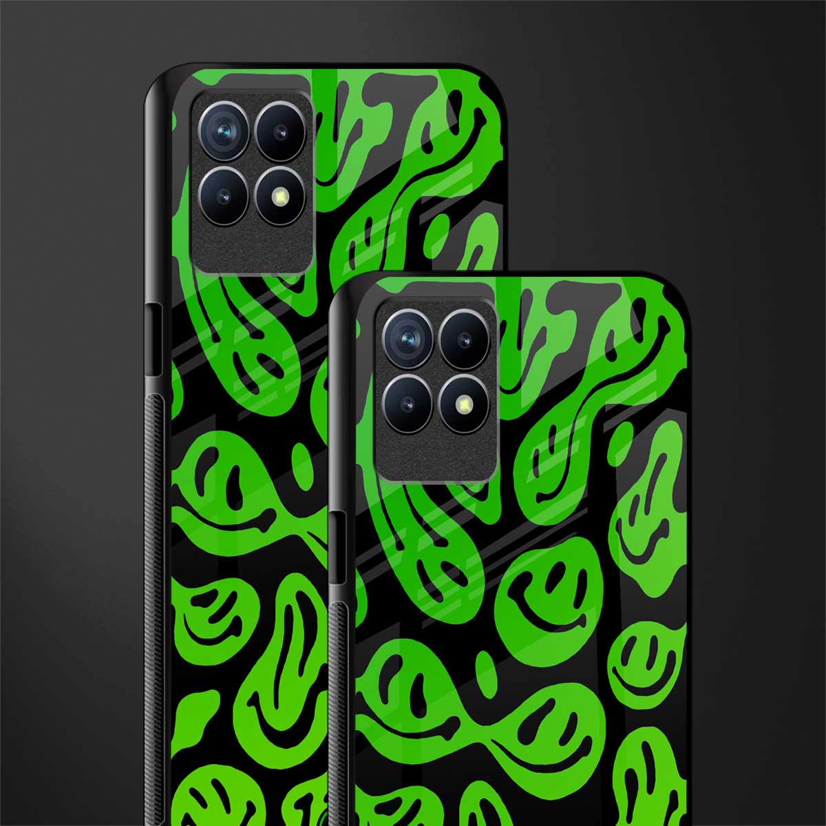acid smiles neon green glass case for realme 8i image-2