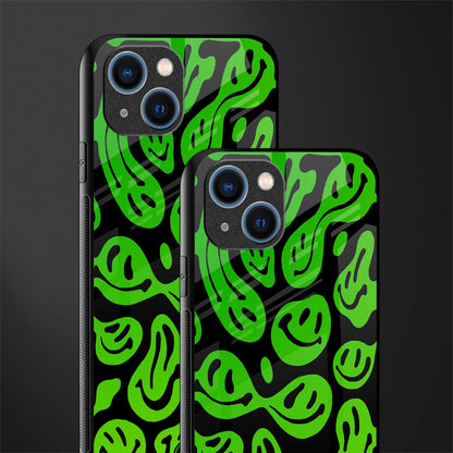 acid smiles neon green glass case for iphone 13 image-2