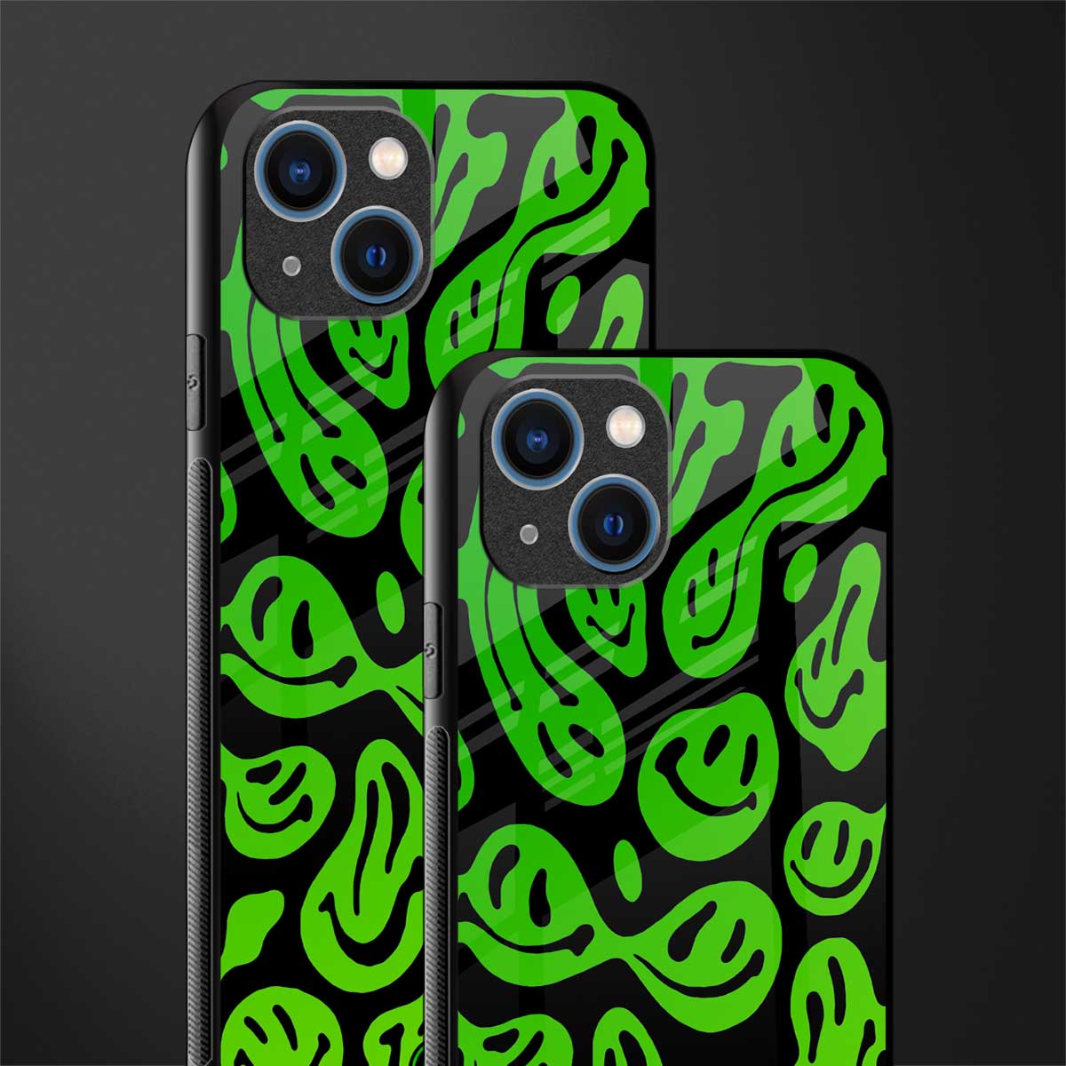 acid smiles neon green glass case for iphone 14 image-2