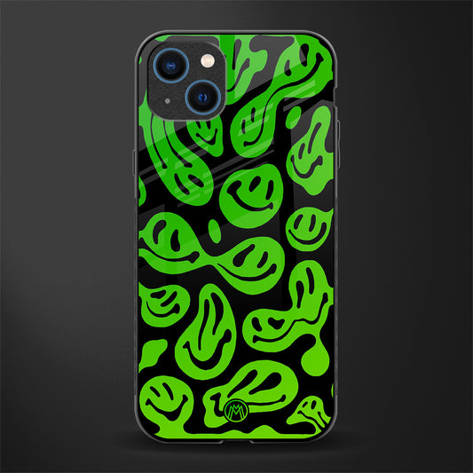 acid smiles neon green glass case for iphone 13 image