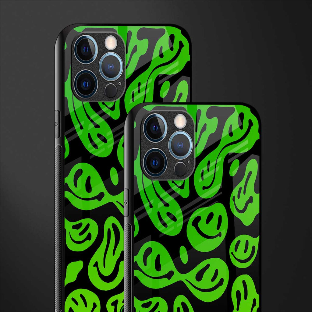 acid smiles neon green glass case for iphone 12 pro max image-2