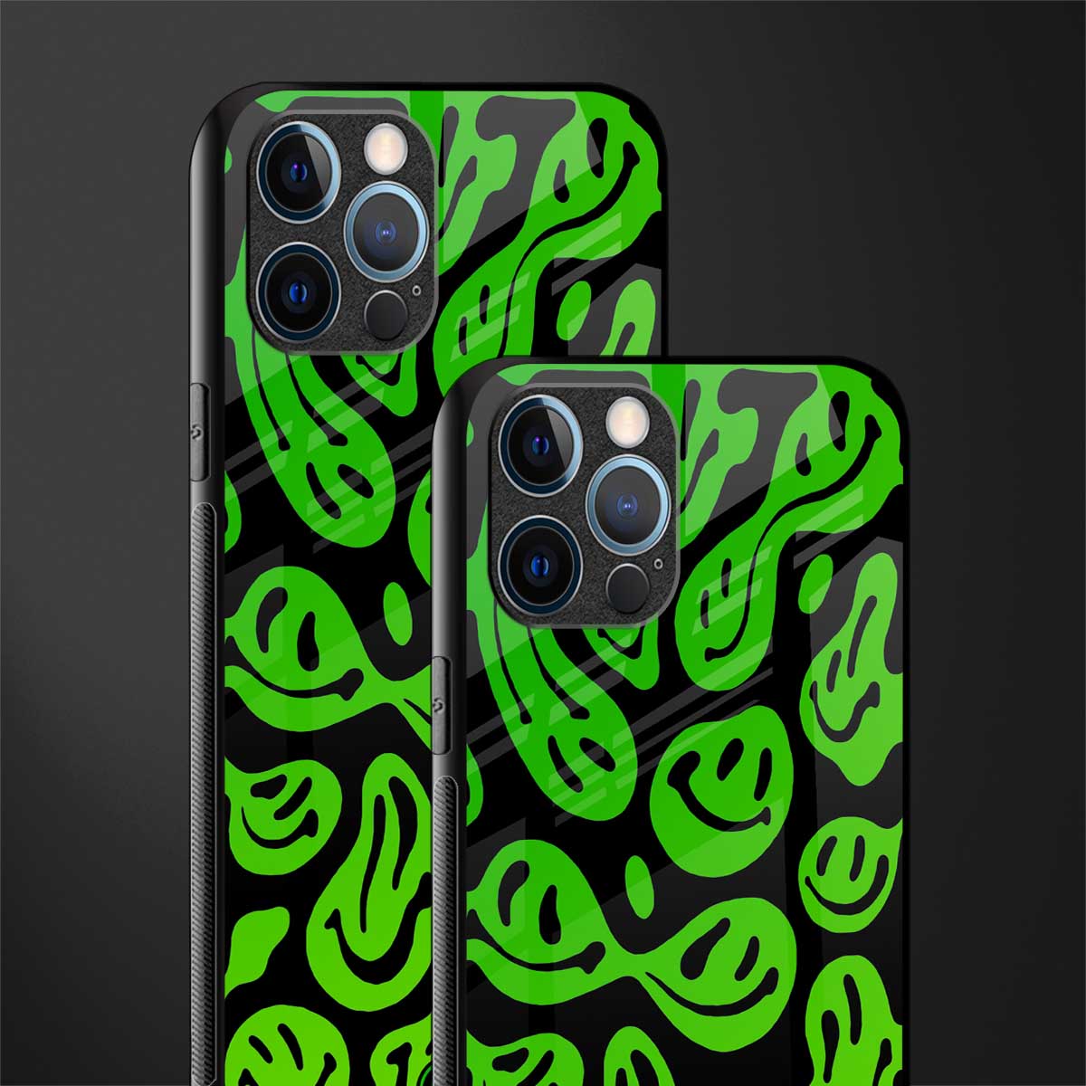 acid smiles neon green glass case for iphone 12 pro max image-2