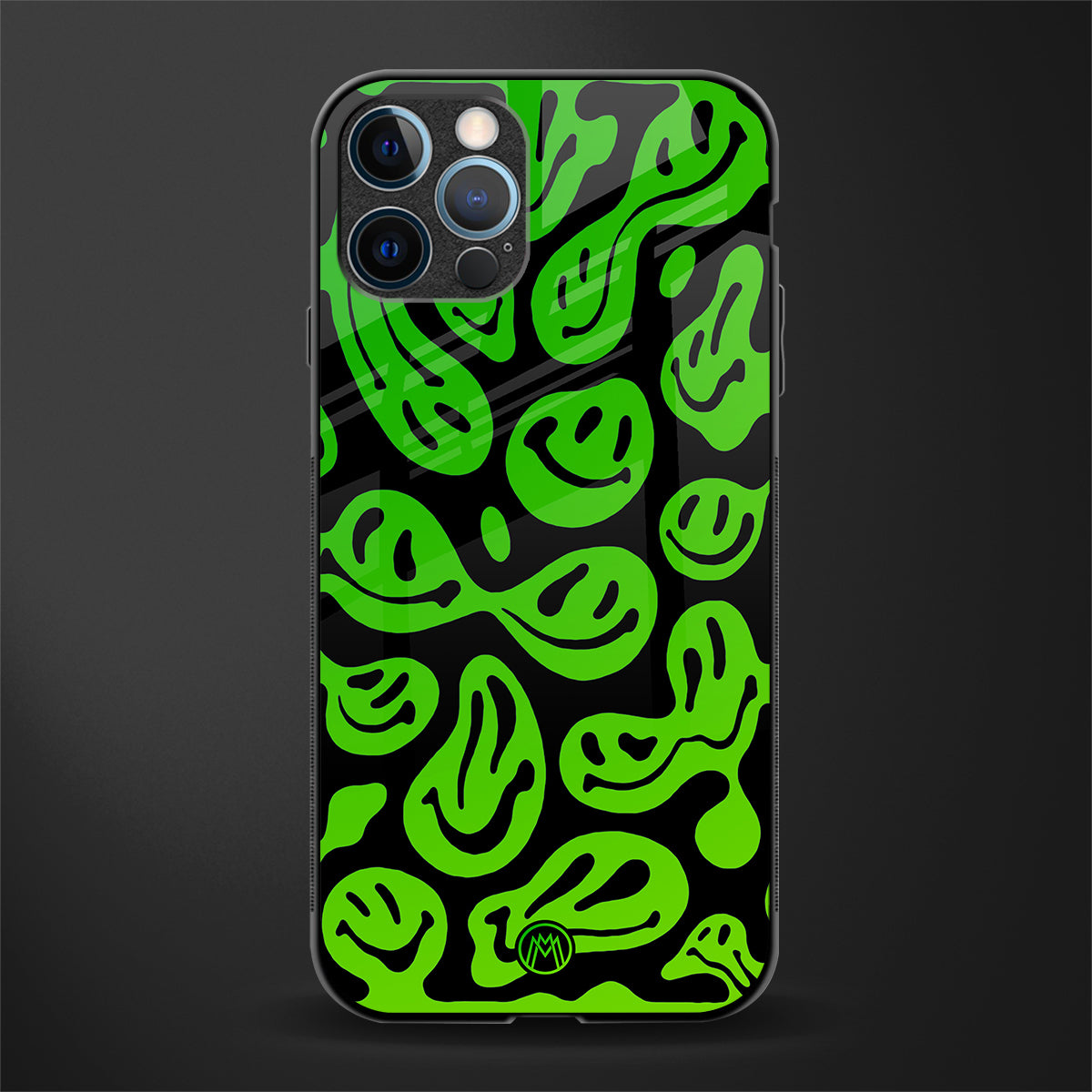acid smiles neon green glass case for iphone 12 pro max image