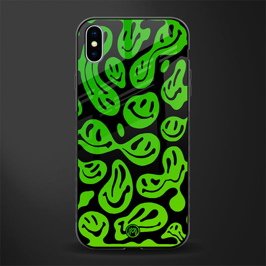 acid smiles neon green glass case for iphone xs max image