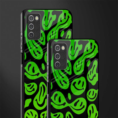 acid smiles neon green glass case for samsung galaxy a03s image-2