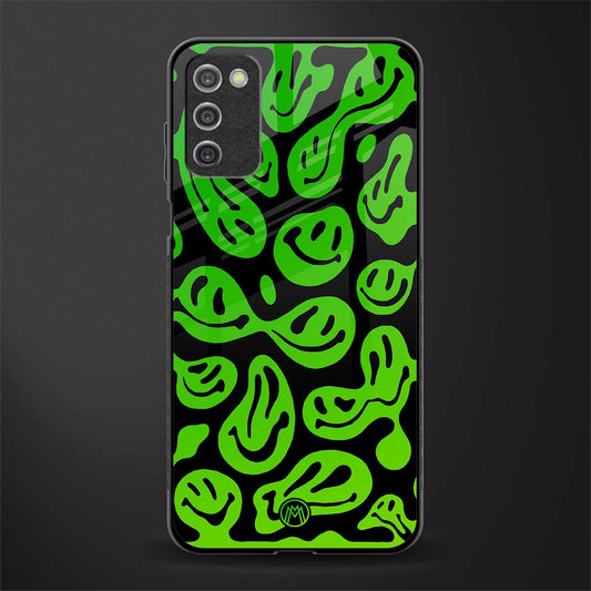 acid smiles neon green glass case for samsung galaxy a03s image