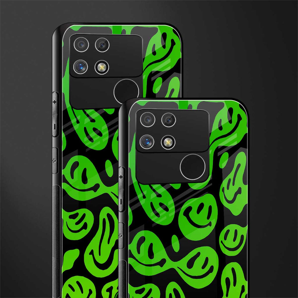 acid smiles neon green back phone cover | glass case for realme narzo 50a