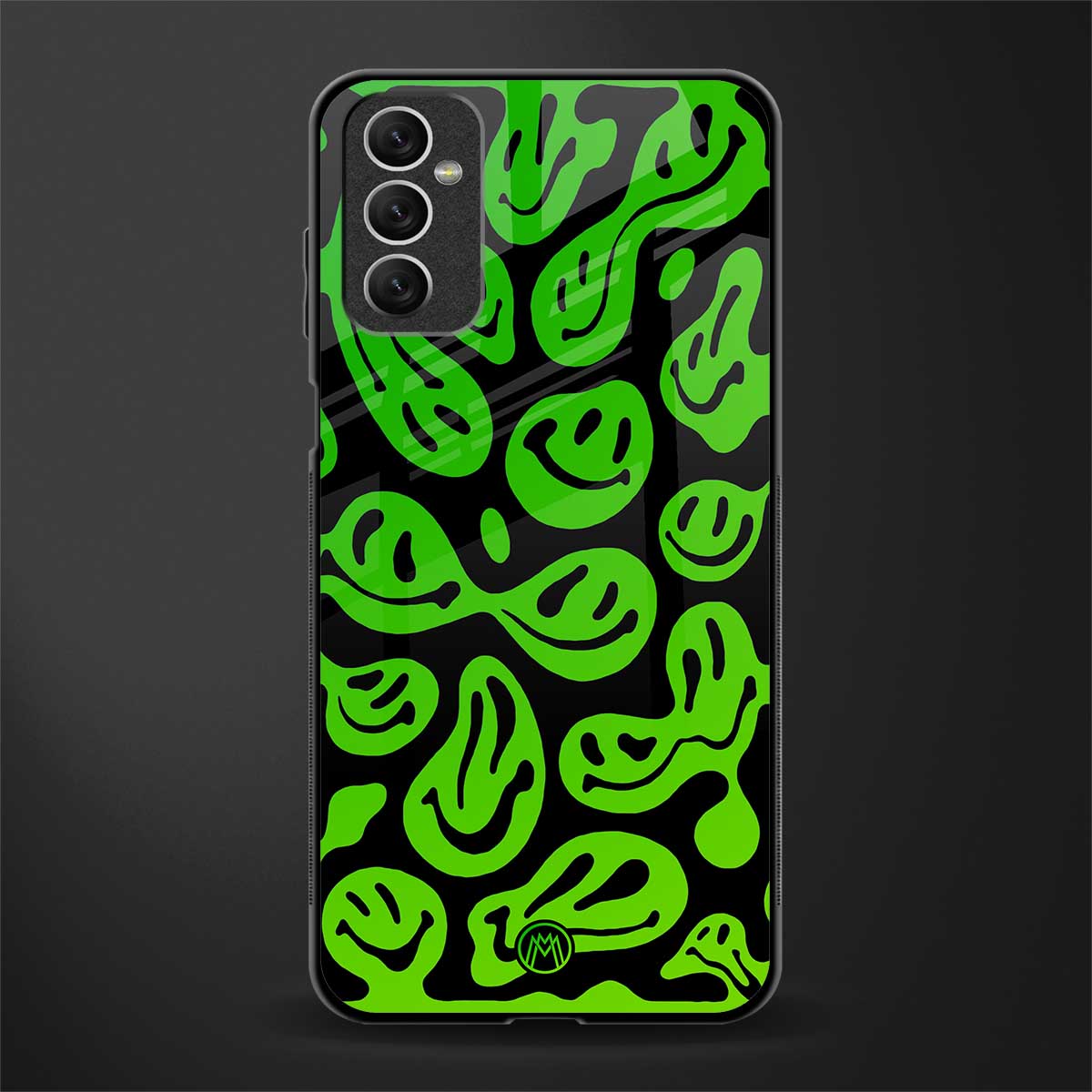 acid smiles neon green glass case for samsung galaxy m52 5g image