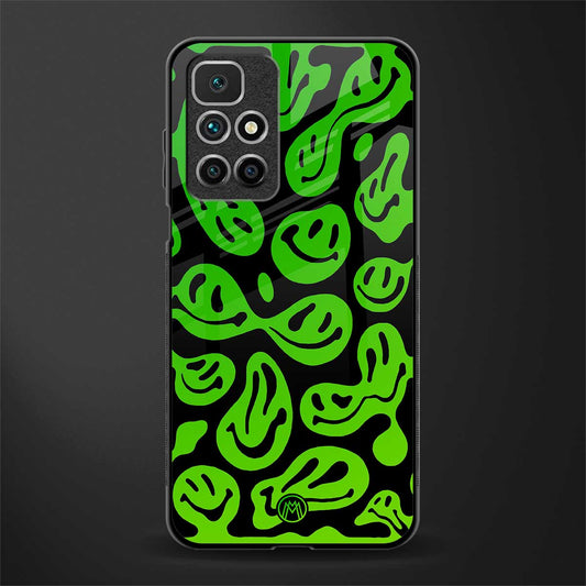 acid smiles neon green glass case for redmi 10 prime image
