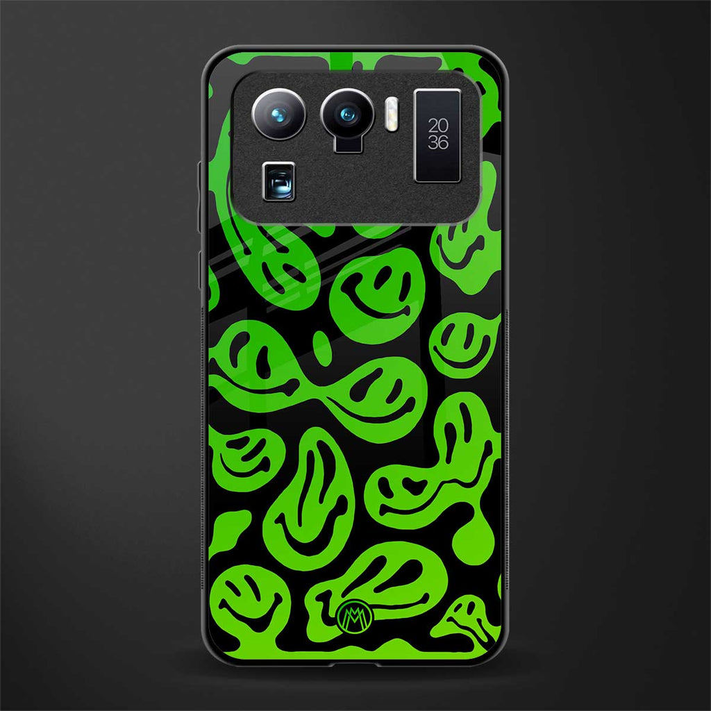 acid smiles neon green glass case for mi 11 ultra 5g image