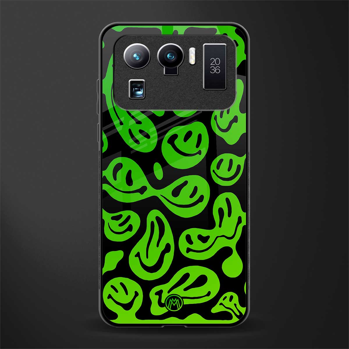 acid smiles neon green glass case for mi 11 ultra 5g image