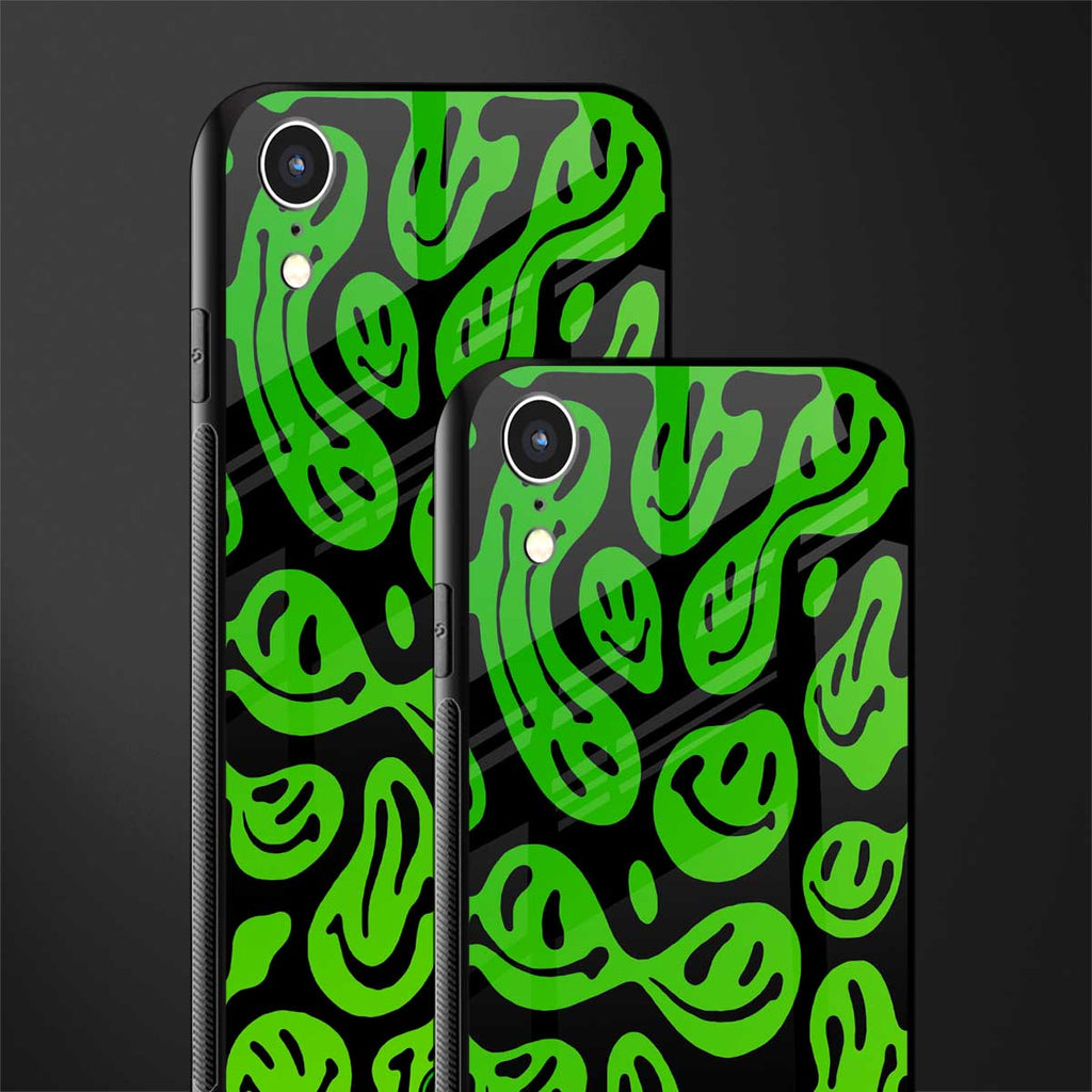 acid smiles neon green glass case for iphone xr image-2
