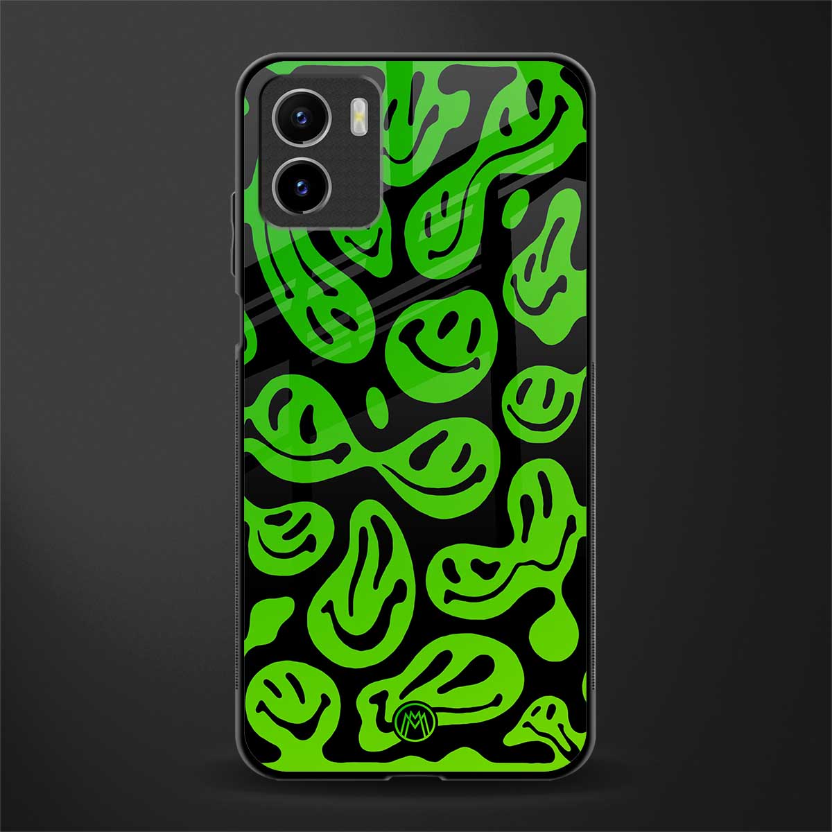 acid smiles neon green glass case for vivo y15s image