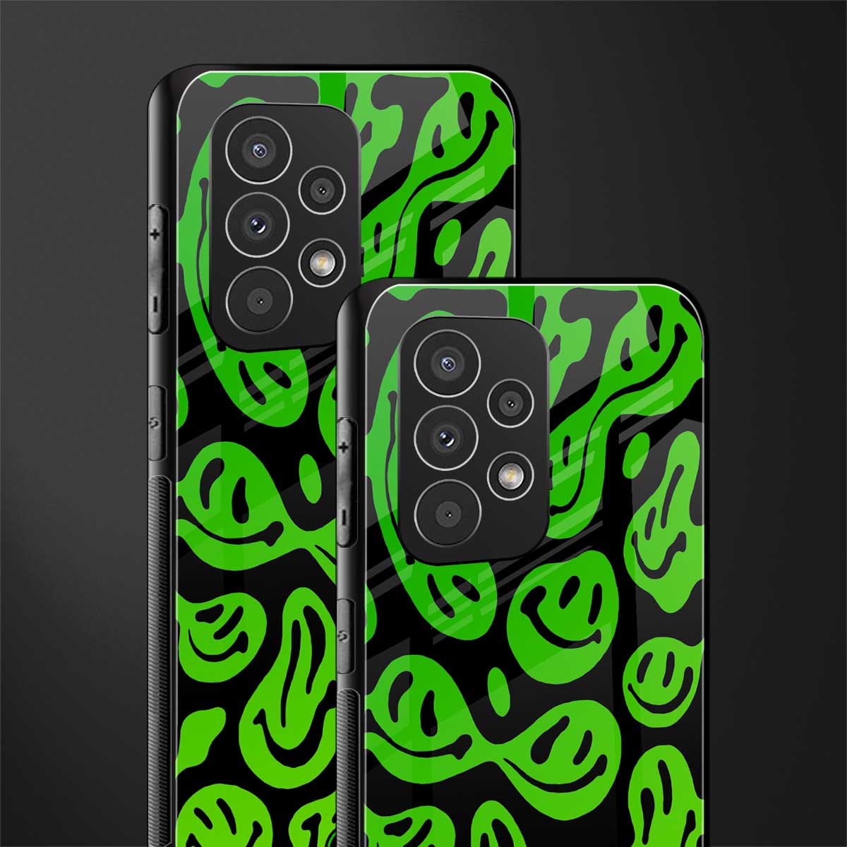 acid smiles neon green back phone cover | glass case for samsung galaxy a23