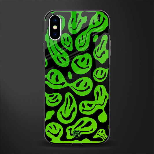 acid smiles neon green glass case for iphone xs image