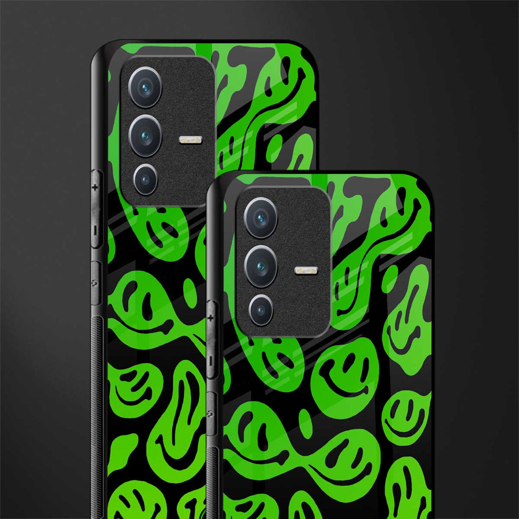 acid smiles neon green glass case for vivo v23 5g image-2