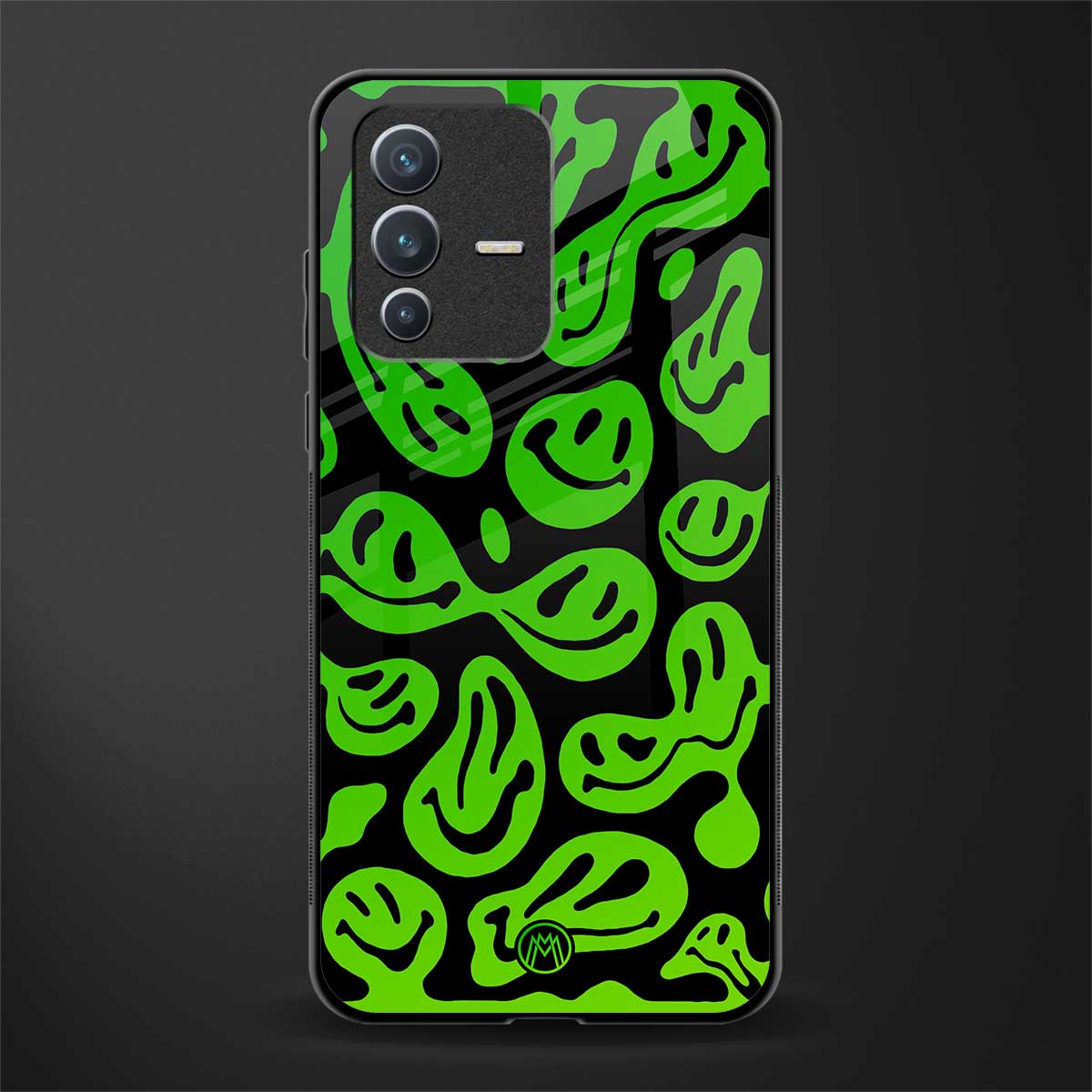 acid smiles neon green glass case for vivo v23 5g image