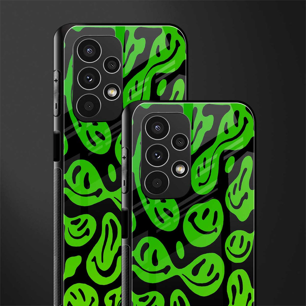 acid smiles neon green back phone cover | glass case for samsung galaxy a13 4g