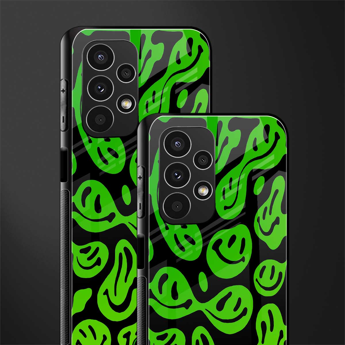 acid smiles neon green back phone cover | glass case for samsung galaxy a13 4g