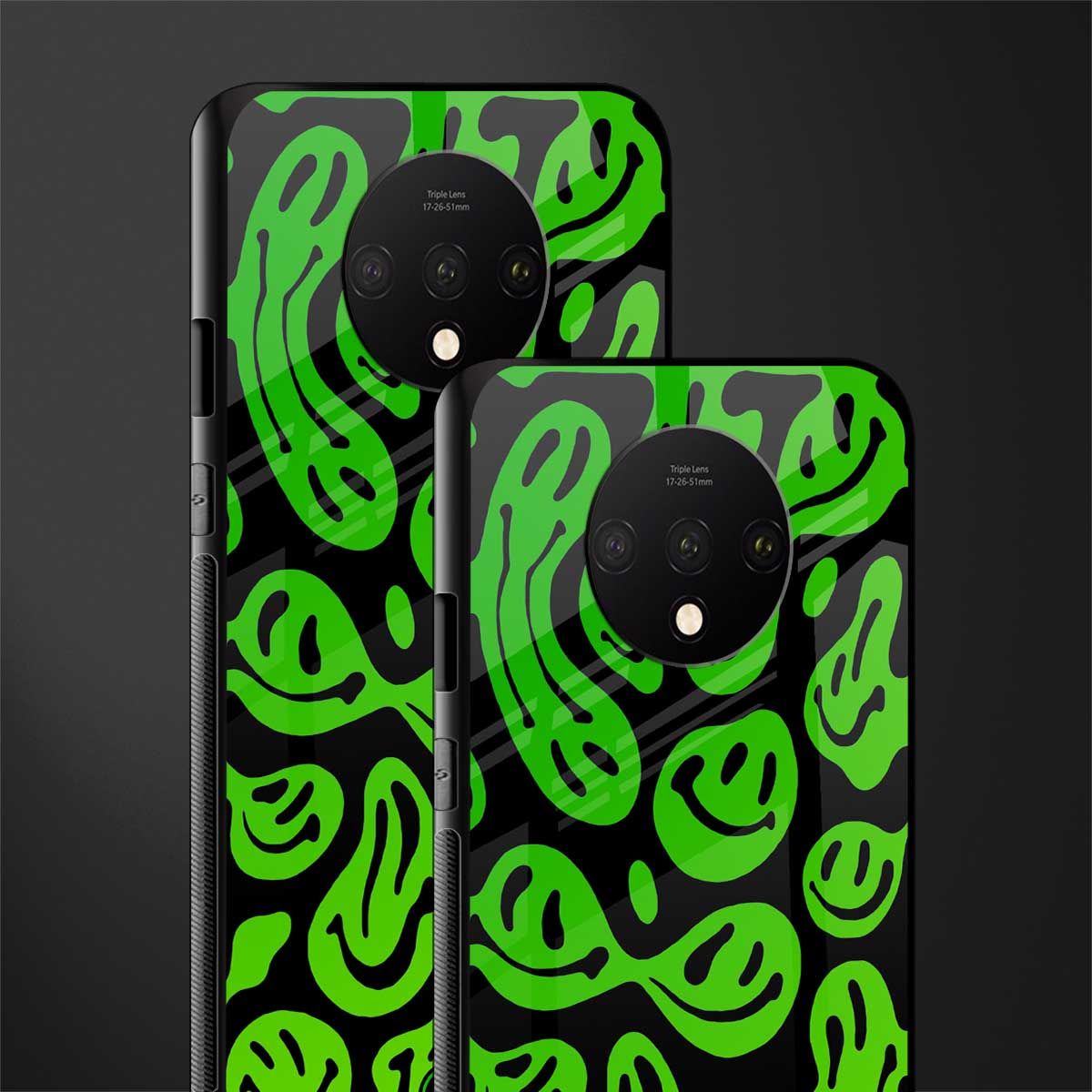 acid smiles neon green glass case for oneplus 7t image-2