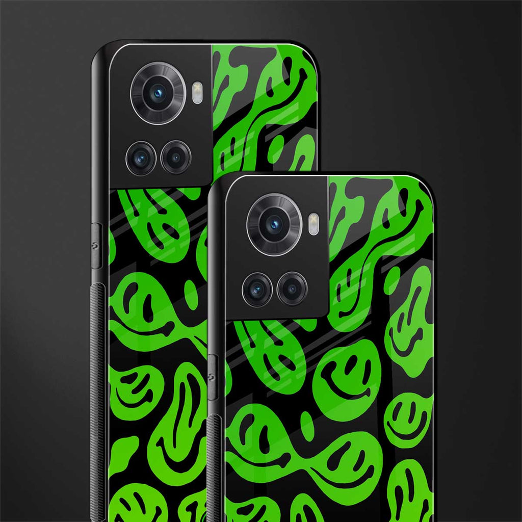 acid smiles neon green back phone cover | glass case for oneplus 10r 5g