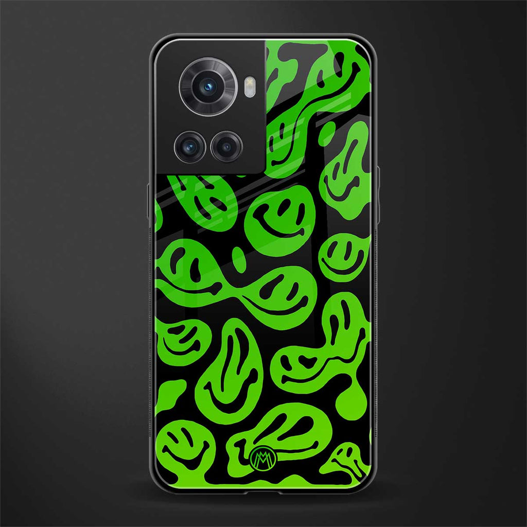 acid smiles neon green back phone cover | glass case for oneplus 10r 5g