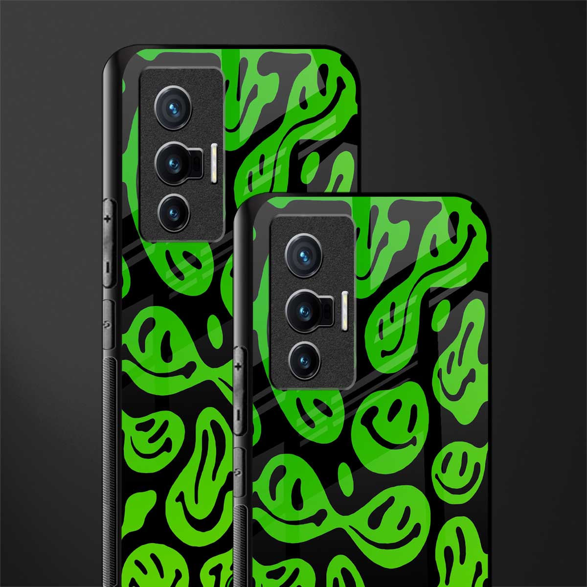 acid smiles neon green glass case for vivo x70 image-2