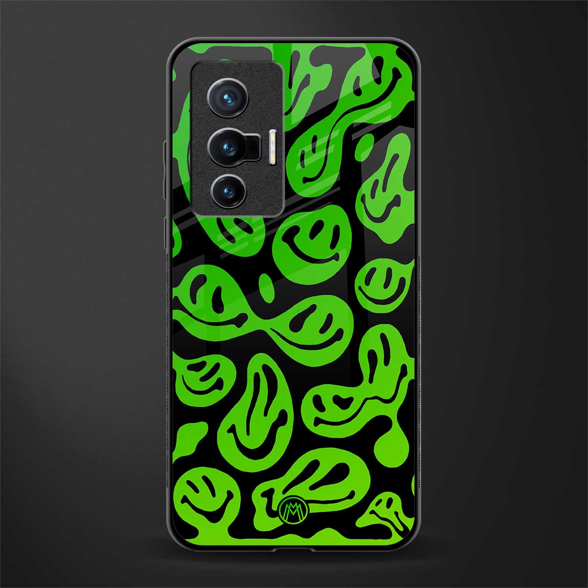 acid smiles neon green glass case for vivo x70 image