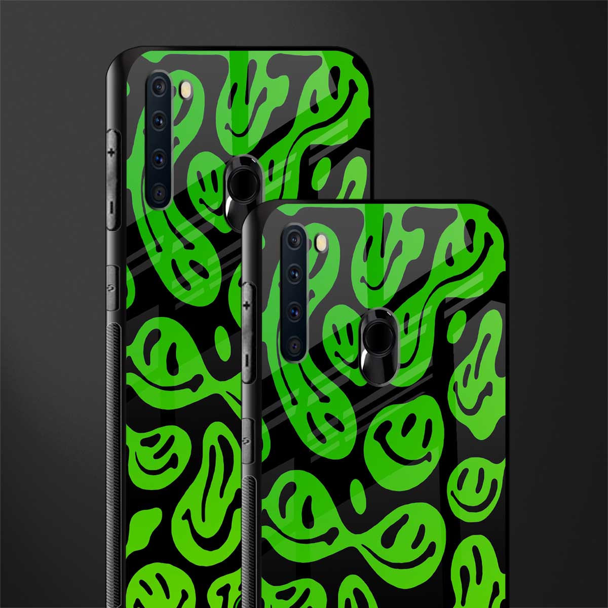 acid smiles neon green glass case for samsung a21 image-2