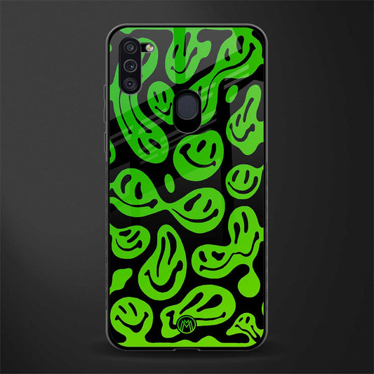 acid smiles neon green glass case for samsung galaxy m11 image