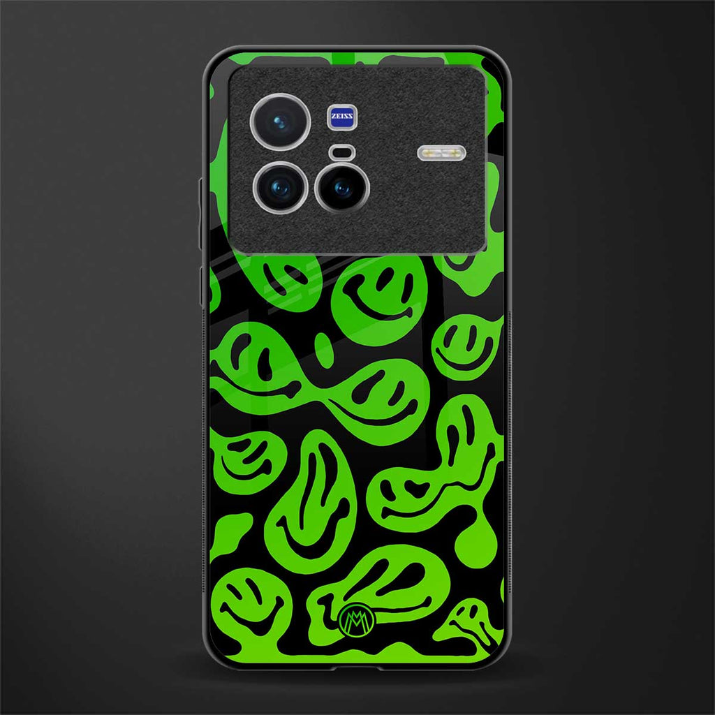 acid smiles neon green glass case for vivo x80 image