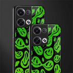 acid smiles neon green back phone cover | glass case for oppo reno 8