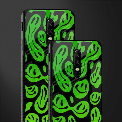 acid smiles neon green glass case for oneplus 6 image-2
