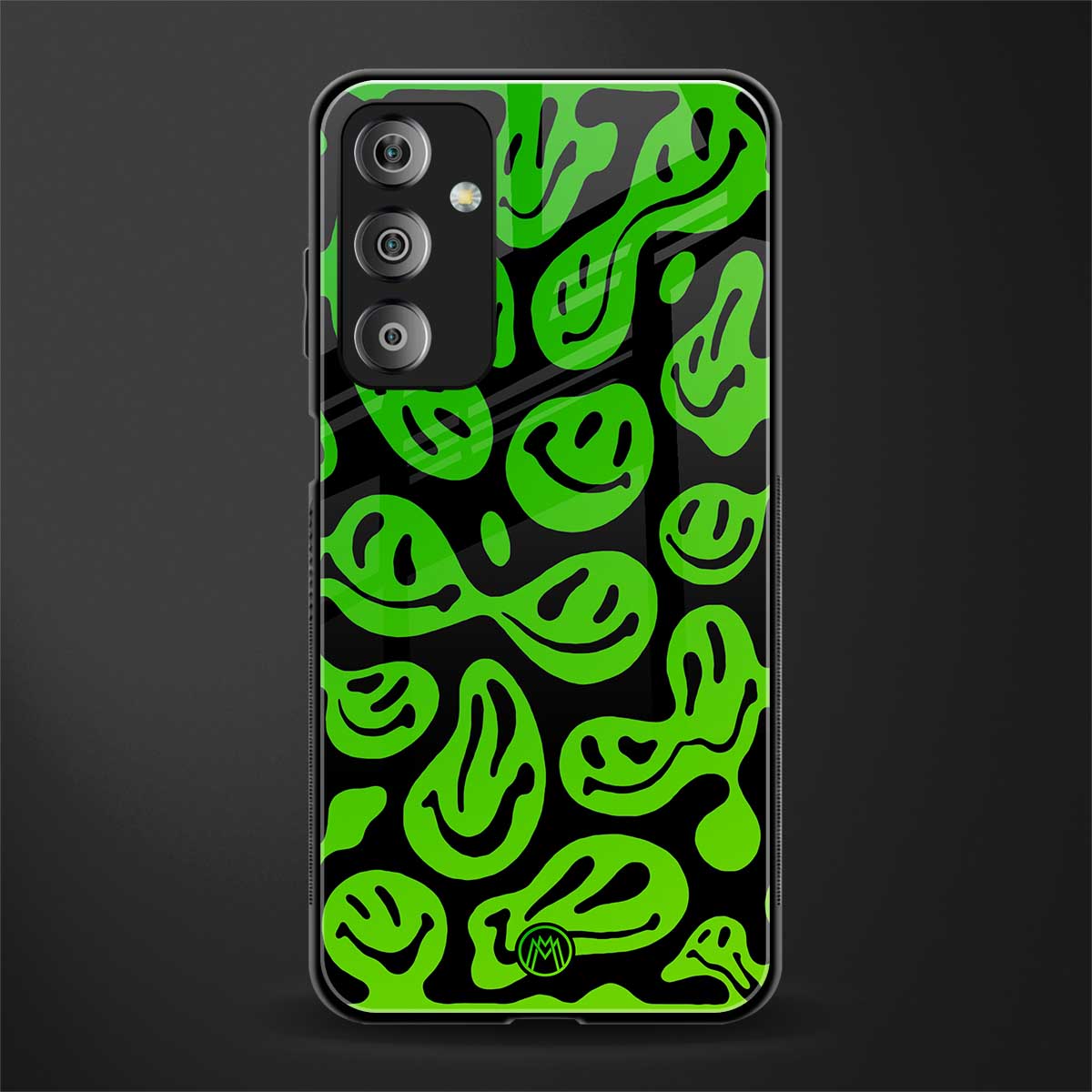 acid smiles neon green back phone cover | glass case for samsung galaxy f23 5g