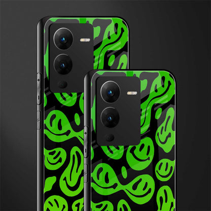 acid smiles neon green back phone cover | glass case for vivo v25 pro 5g