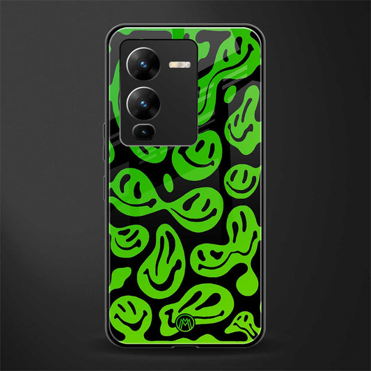 acid smiles neon green back phone cover | glass case for vivo v25 pro 5g